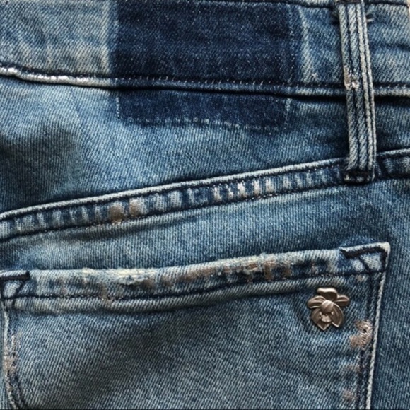 Black Orchid Bardot Straight Fray Jeans Silver Paint Embellished 24 - Picture 5 of 14